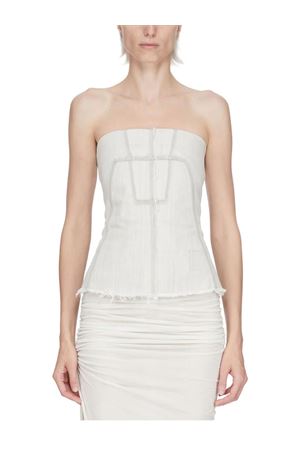 Top bustier Temple in denim elasticizzato lavato al latte RICK OWENS DRKSHDW | DS01F4127SDMW51